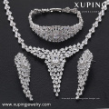 S-37 luxe cristal bijoux de mariée mariage ensemble strass pendentif v goutte collier boucles d&#39;oreilles et bracelet ensemble